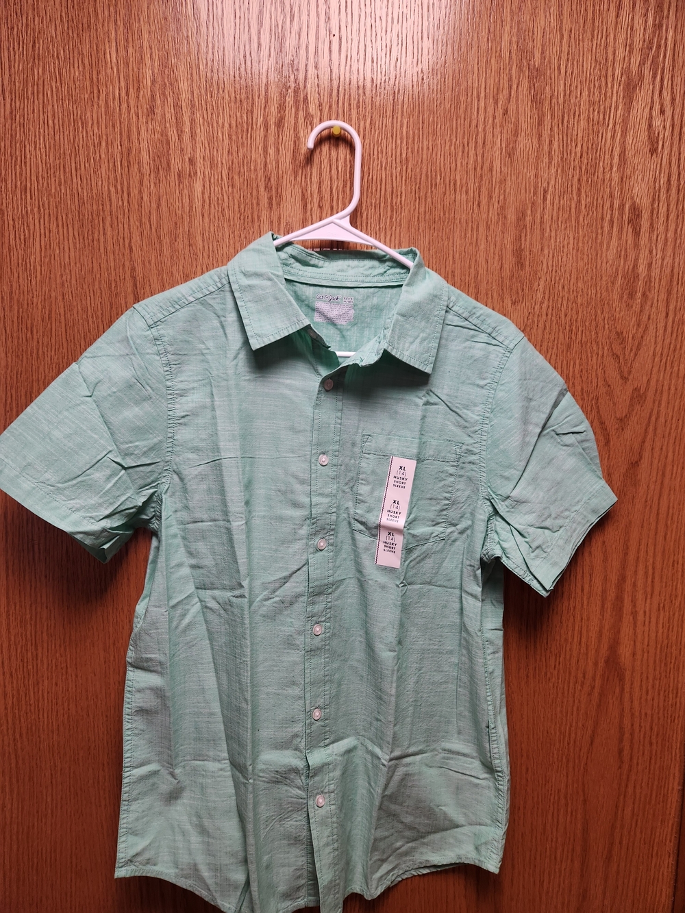 Cat & Jack Short-Sleeve Button-Down Shirt - Mint Green
